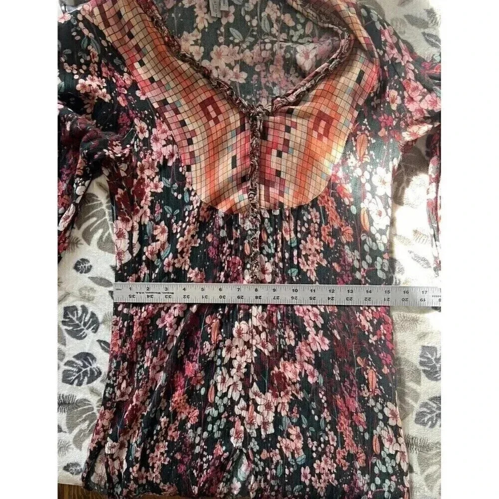 Anthropologie Bl^nk London Floral  dress Size Small Floral Print Slits In Front - Picture 6 of 9